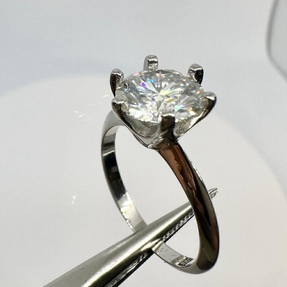 Moissanite Diamond Engagement Ring 1 Ct Six Prong Round Cut Brilliant 18K 925 - Picture 11 of 11